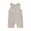 Cute Toddler Striped Sleeveless Romper Jumpsuit with Round Neck and Button Closure for Baby Boys and Girls