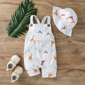2Pcs Baby's Boys Summer European and American style Sleeveless Cartoon Bodysuit Casual Jumpsuit Cute For 0-1Y Clothing Wear +Hat
