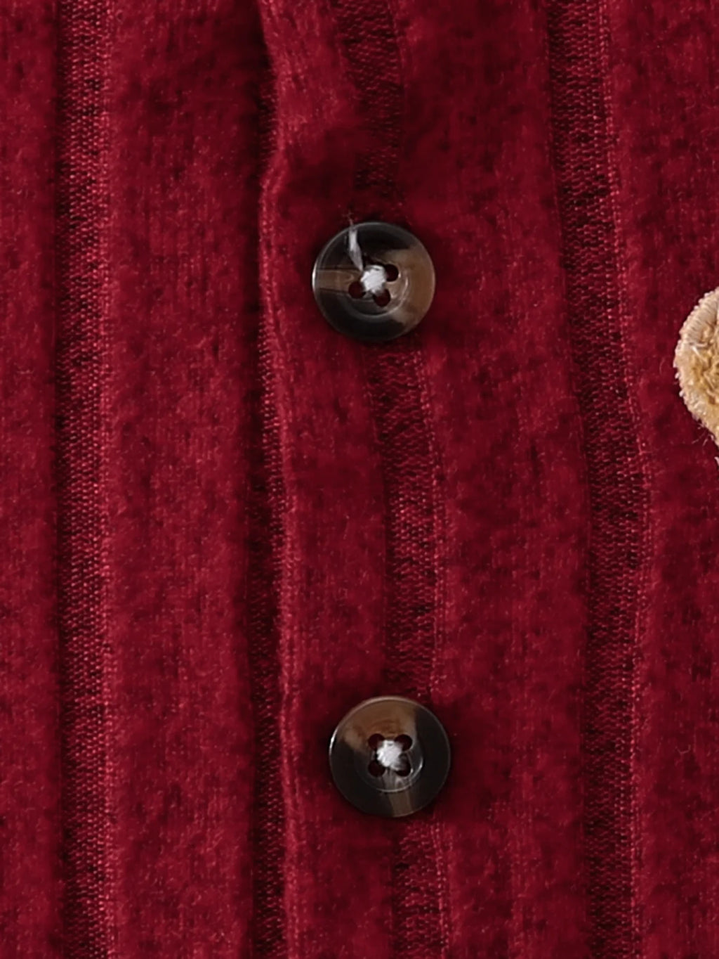【Baby Boy】Autumn & Winter Red Onesie with Front Single-Breasted Buttons and Cute Bear Badge on Chest + Red Hat SetFeaturing a wa