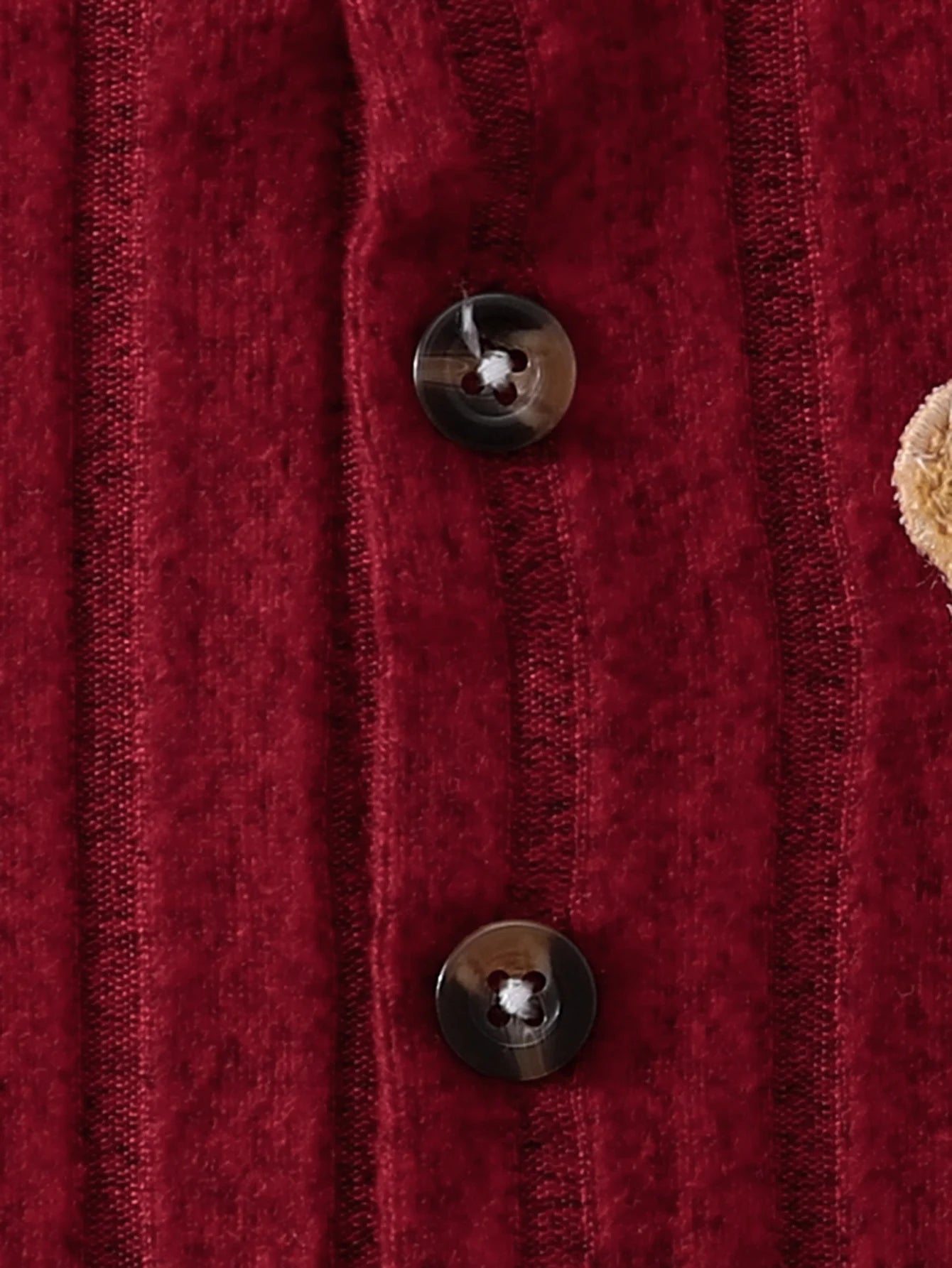 【Baby Boy】Autumn & Winter Red Onesie with Front Single-Breasted Buttons and Cute Bear Badge on Chest + Red Hat SetFeaturing a wa