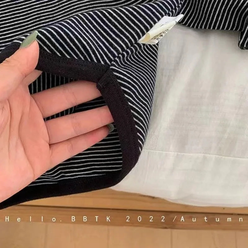 Children's Spring Autumn Long-sleeved T-shirt Boys Girls Korean Striped T Children's Warm Bottoming Shirt Baby Simple Top