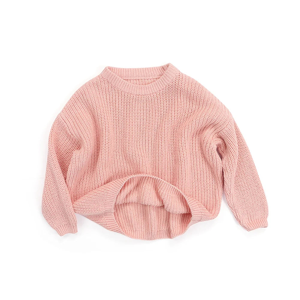 Autumn Winter Newborn Baby Girl Boy Knitted Long Sleeve Sweater Solid Loose Pullover Casual Tops Children Sweater Kids Clothes