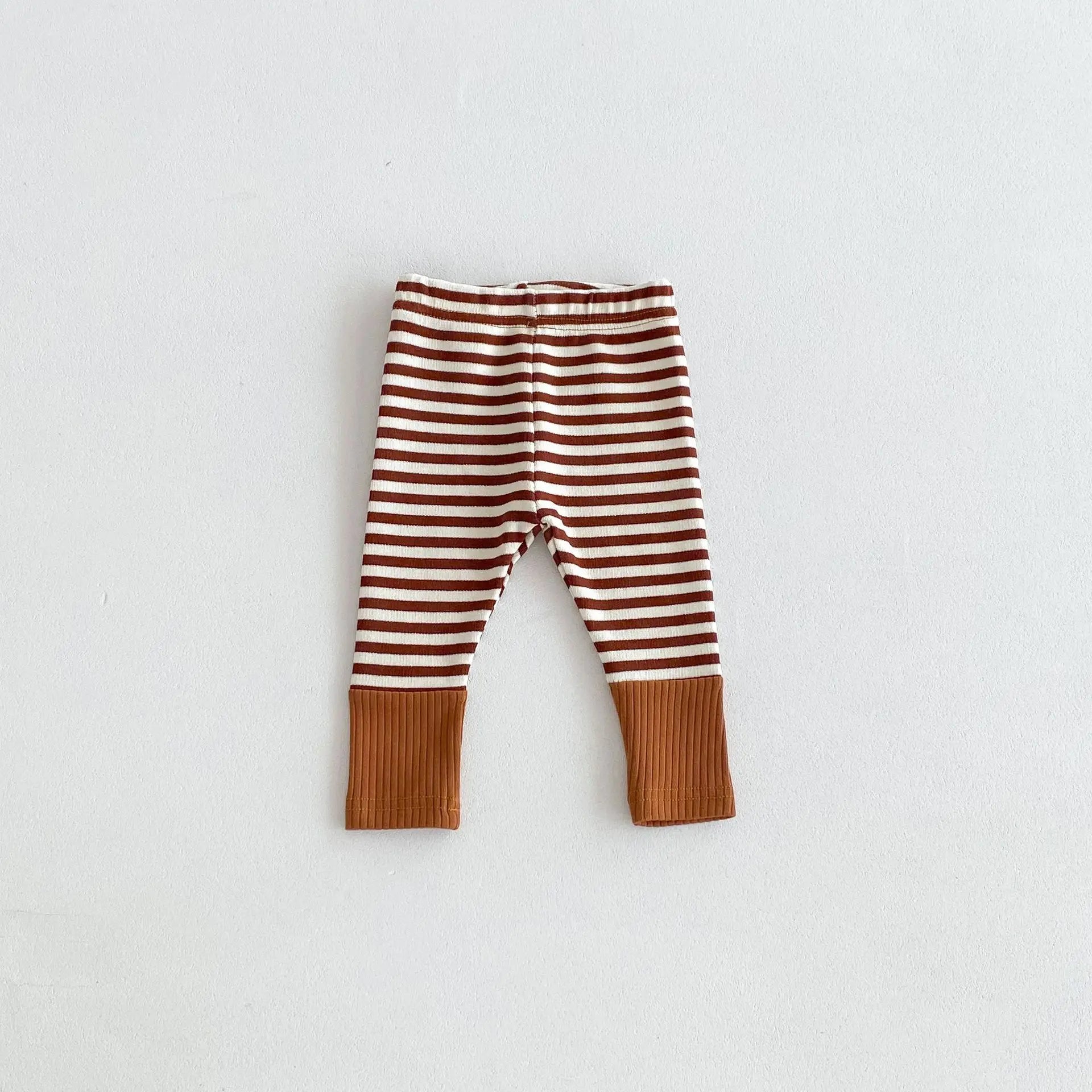 Autumn Newborn Infant Baby Boy Girls Candy Color Leggings Splice Striped Pants Fashion Baby Clothing