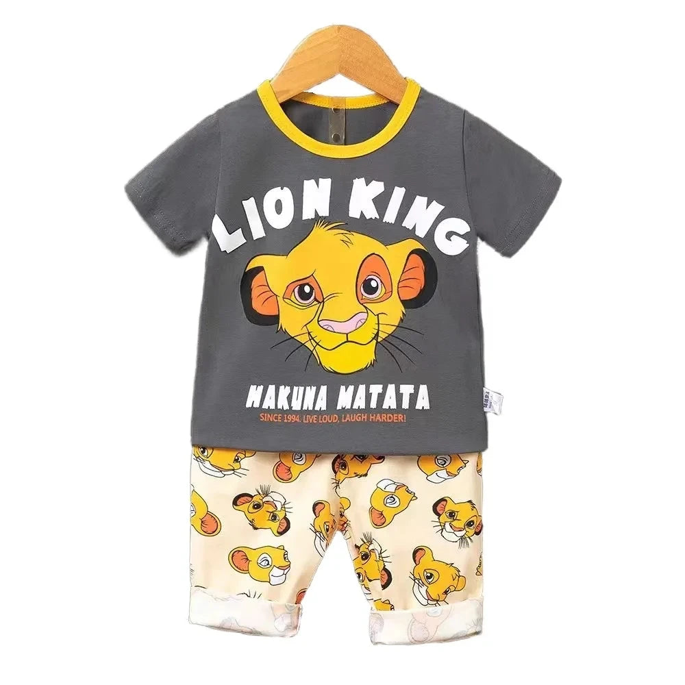 Donald Duck Cartoon 2-Piece Boys Summer Tracksuit Casual Kids Clothing Set with T-shirt And Shorts for Children 1-4 Year Old