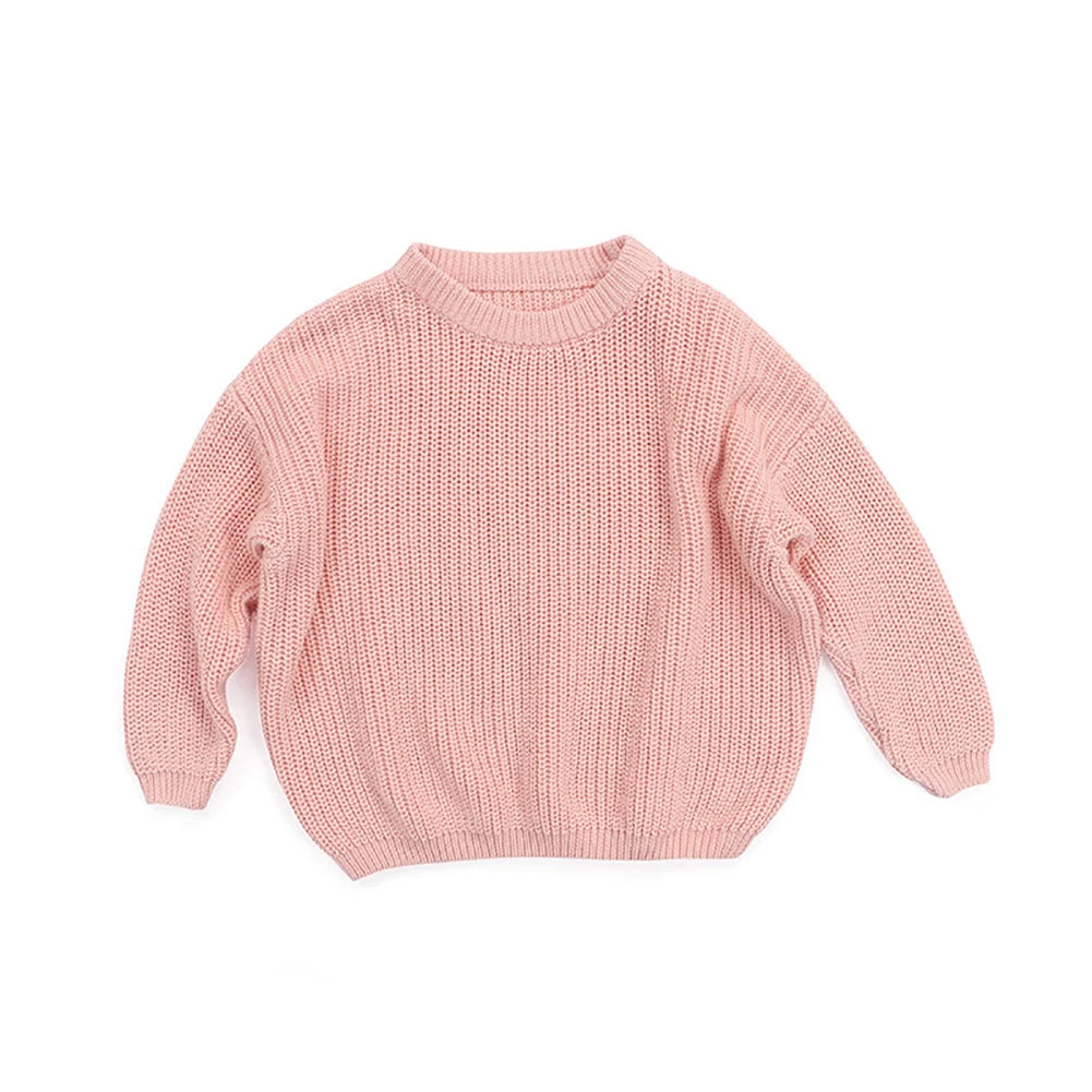 Autumn Winter Newborn Baby Girl Boy Knitted Long Sleeve Sweater Solid Loose Pullover Casual Tops Children Sweater Kids Clothes