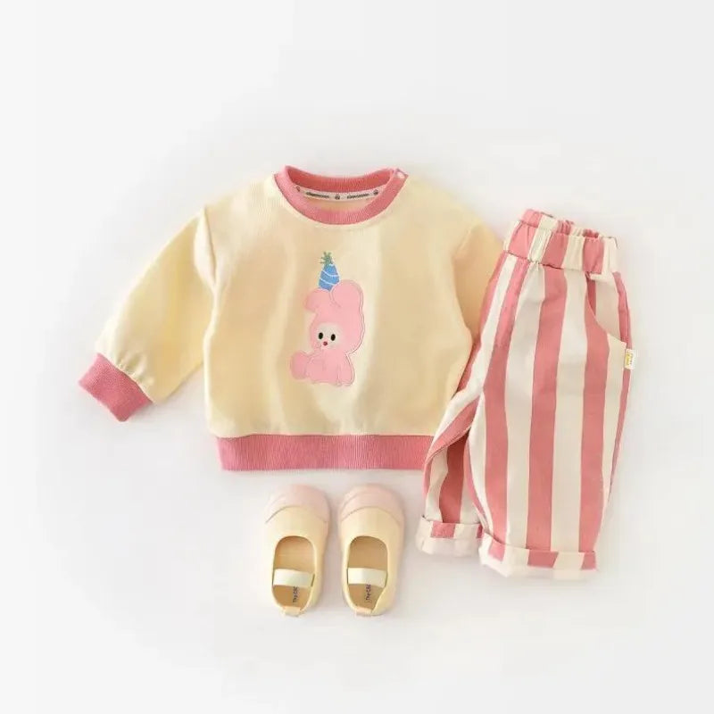 Autumn New Boy Girl Children Loose Striped Casual Pants Baby Pockets Fashion Pants Kid Outdoor Cotton Trousers Toddler Costume
