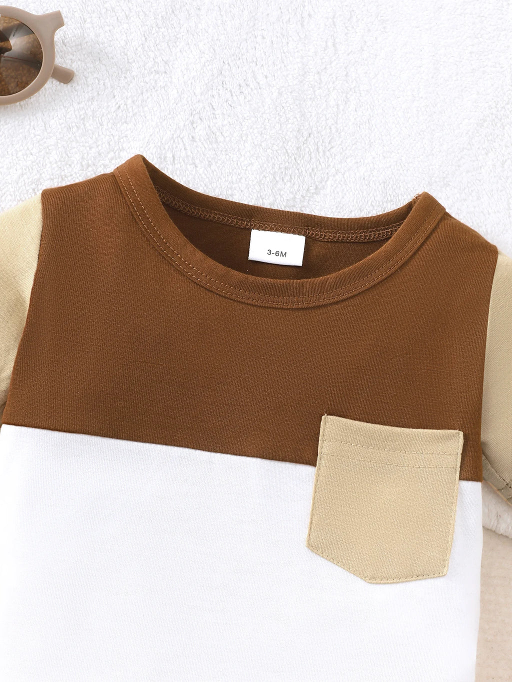 0-18 Month Baby boy Set, Round neck Color Blocked Bodysuit +Shorts 2-piece set, Newborn Baby boy Sports style casual Set