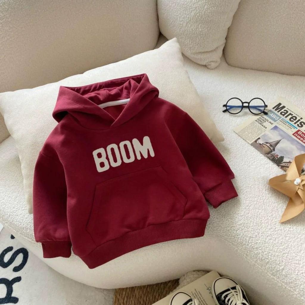 2025 New Style Baby Boys Toddler Kids Hooded Sweatshirt Pullover Loose Fit Casual Top for Spring and Autumn
