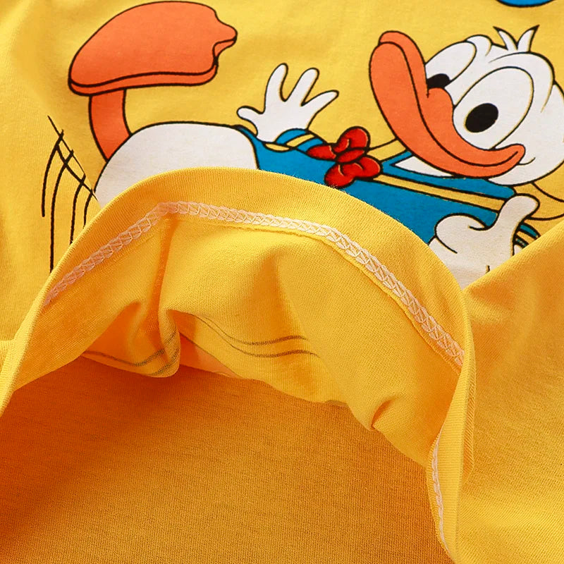 Donald Duck Cartoon 2-Piece Boys Summer Tracksuit Casual Kids Clothing Set with T-shirt And Shorts for Children 1-4 Year Old