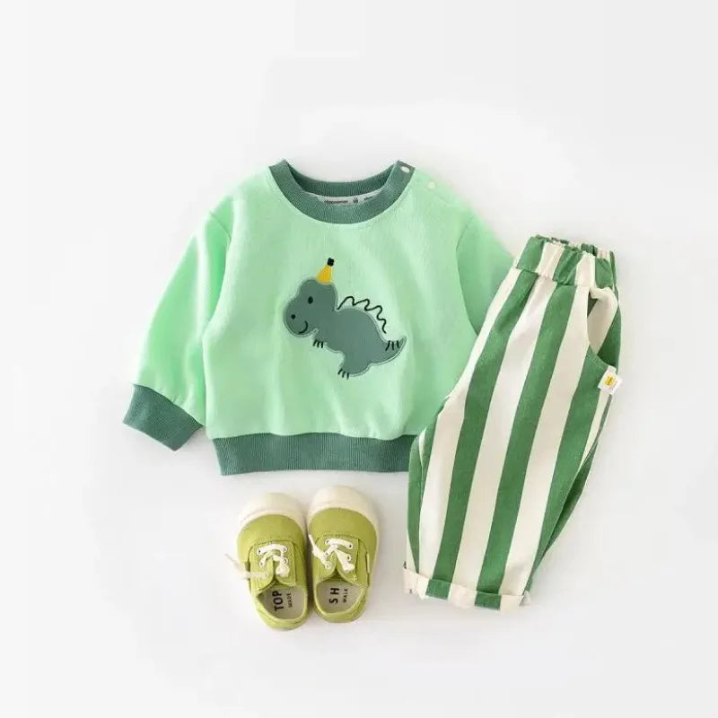Autumn New Boy Girl Children Loose Striped Casual Pants Baby Pockets Fashion Pants Kid Outdoor Cotton Trousers Toddler Costume