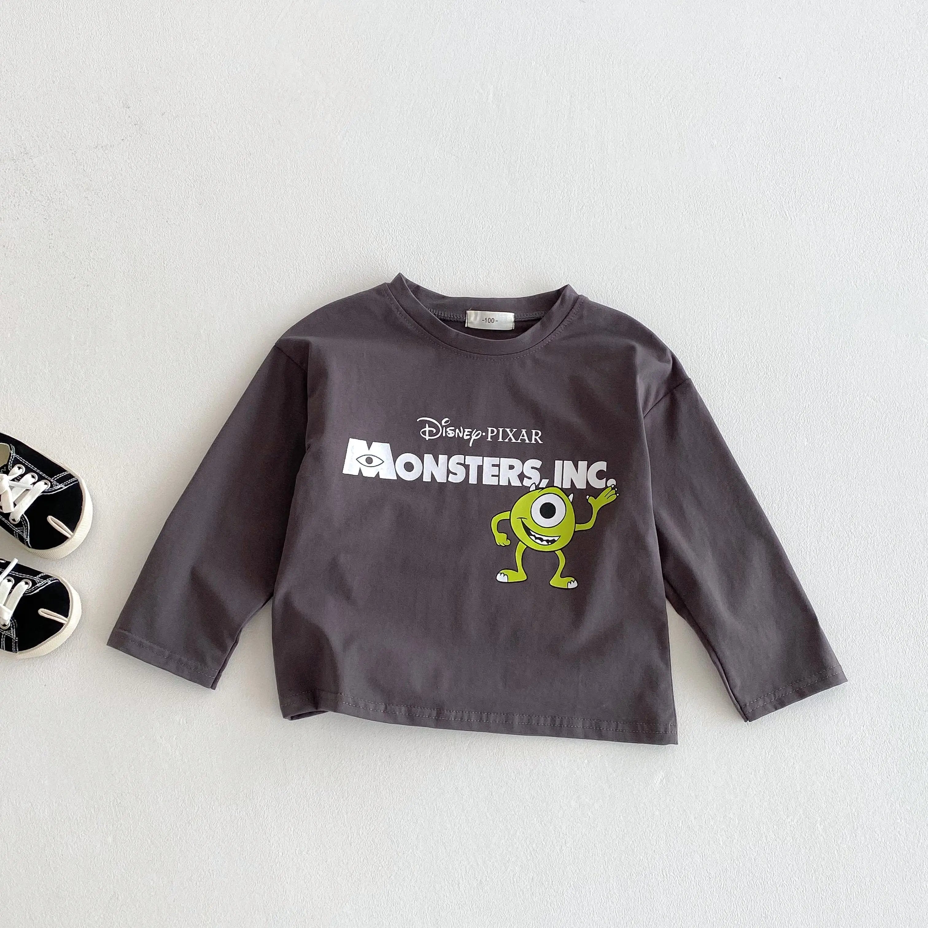 Autumn Clothing Baby Boy's Base Shirt Tops Long-sleeved Children's Clothes Cartoon Disney Casual Round Collar Pullover Blouse
