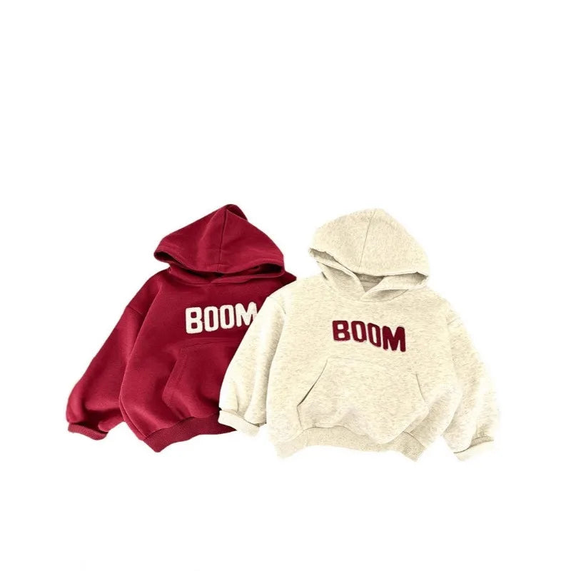 2025 New Style Baby Boys Toddler Kids Hooded Sweatshirt Pullover Loose Fit Casual Top for Spring and Autumn