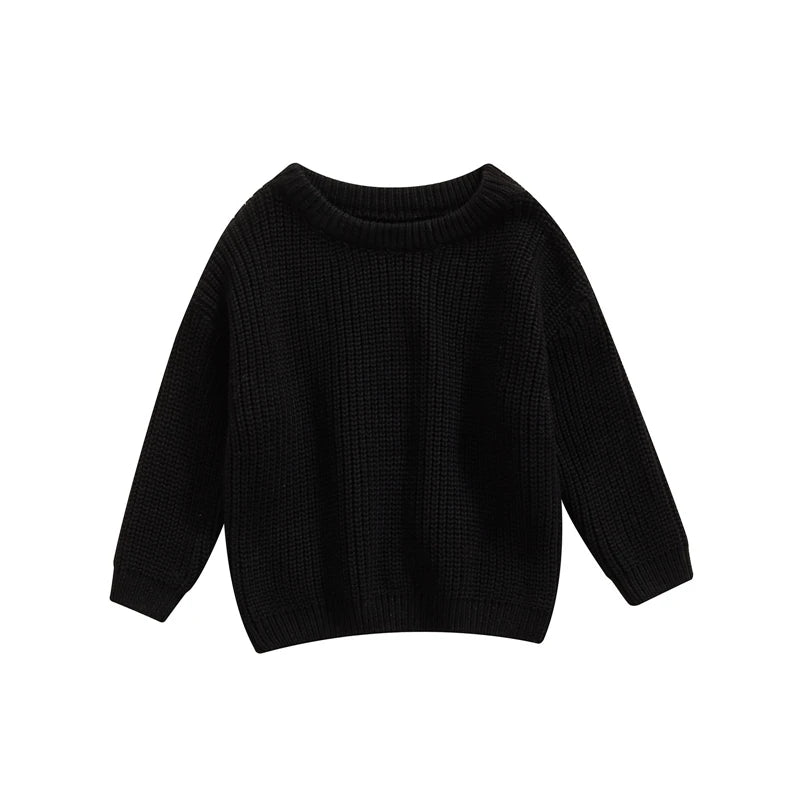 Autumn Winter Newborn Baby Girl Boy Knitted Long Sleeve Sweater Solid Loose Pullover Casual Tops Children Sweater Kids Clothes