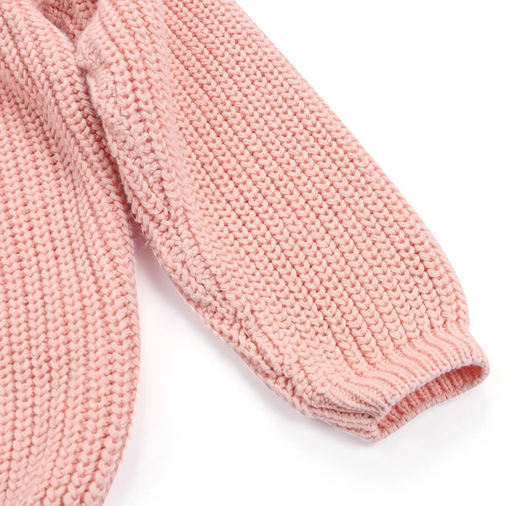 Autumn Winter Newborn Baby Girl Boy Knitted Long Sleeve Sweater Solid Loose Pullover Casual Tops Children Sweater Kids Clothes