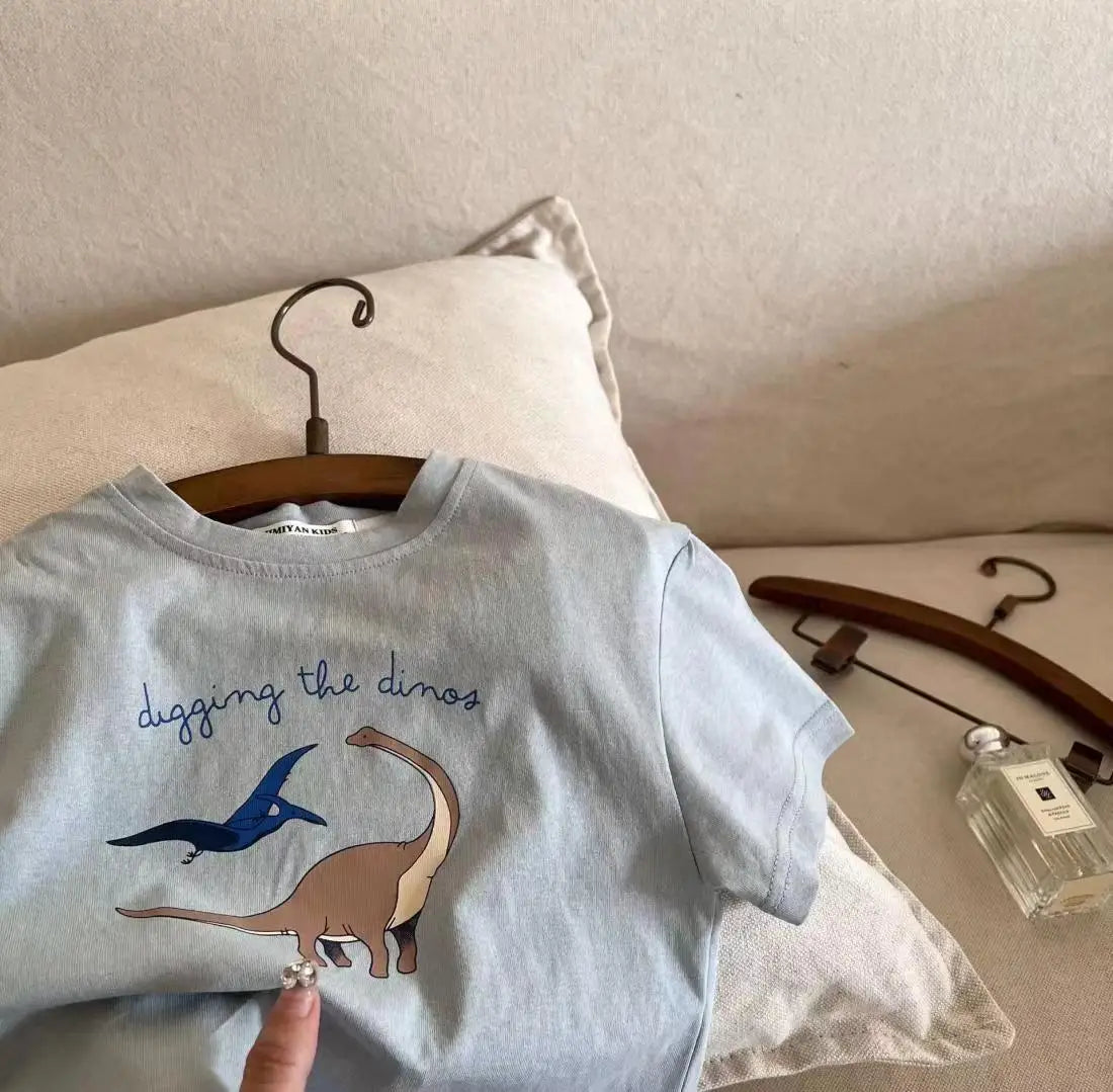 Children's Cotton Short Sleeve Top Cartoon Printed Half Sleeve Summer New Style For Middle Small Kids Kidswear T-shirt