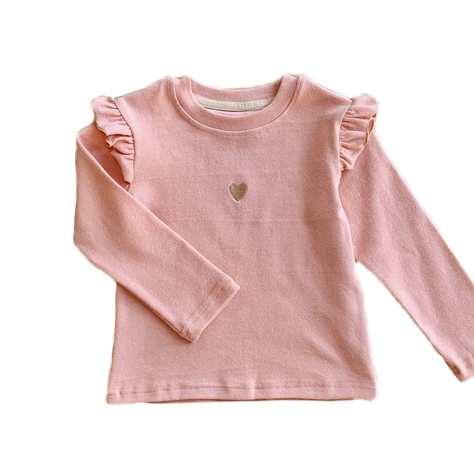 New Children's T-Shirt Sweater Girls Long-Sleeved Spring and Fall Models Long-Sleeved Bottoming Shirt Girls Sweater T-Shirt Long