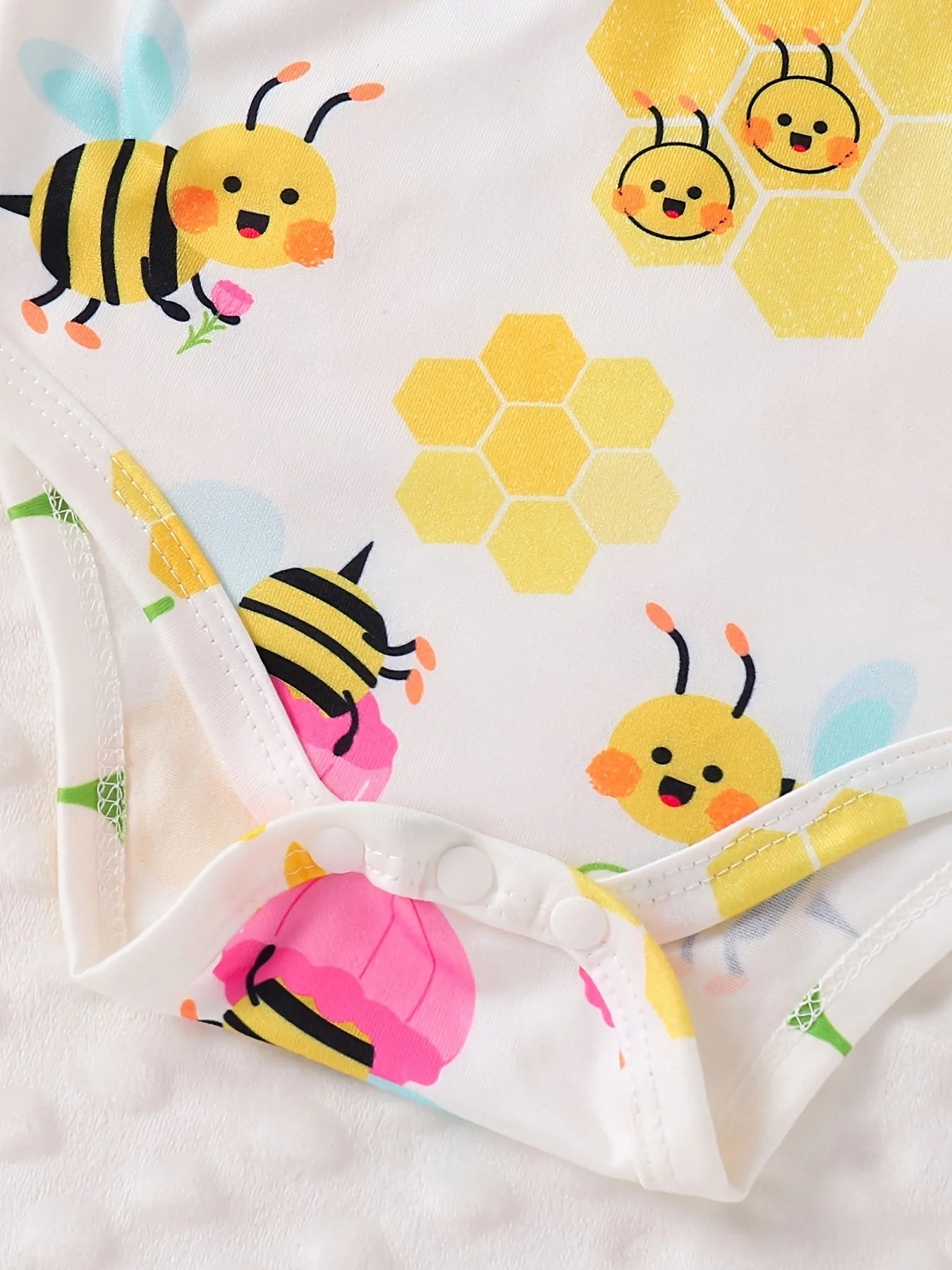 Summer New Arrival Baby Bee Element Sleeveless Bodysuit 3-Piece Set