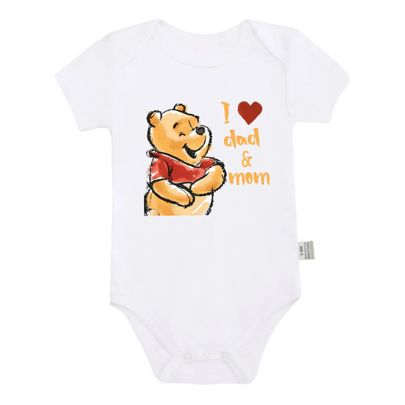 Kawaii I Love Dad Mom Winnie the Pooh Baby Clothing Cotton Bodysuits & One-pieces for Newborn Summer Baby Clothes