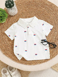 Boys' T-Shirt, Short-Sleeved Summer Children's Polo Shirt Baby T-Shirt Top Korean-Style White Lapel Cool And Trendy