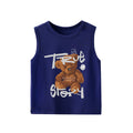 Baby Cute Cartoon Brown Bear Children's Tank Top Boys And Girls Blue Summer Sleeveless T-Shirt Tank Top Preschool T-Shirt