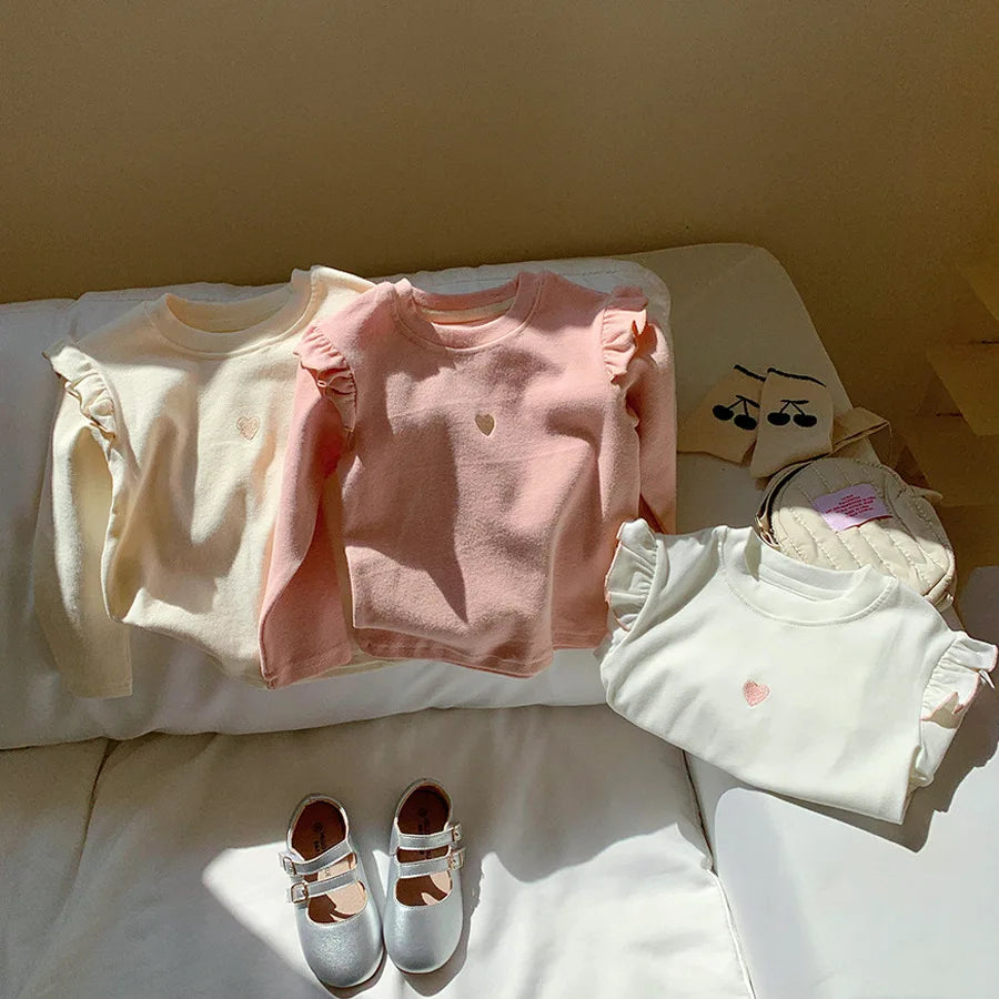 New Children's T-Shirt Sweater Girls Long-Sleeved Spring and Fall Models Long-Sleeved Bottoming Shirt Girls Sweater T-Shirt Long