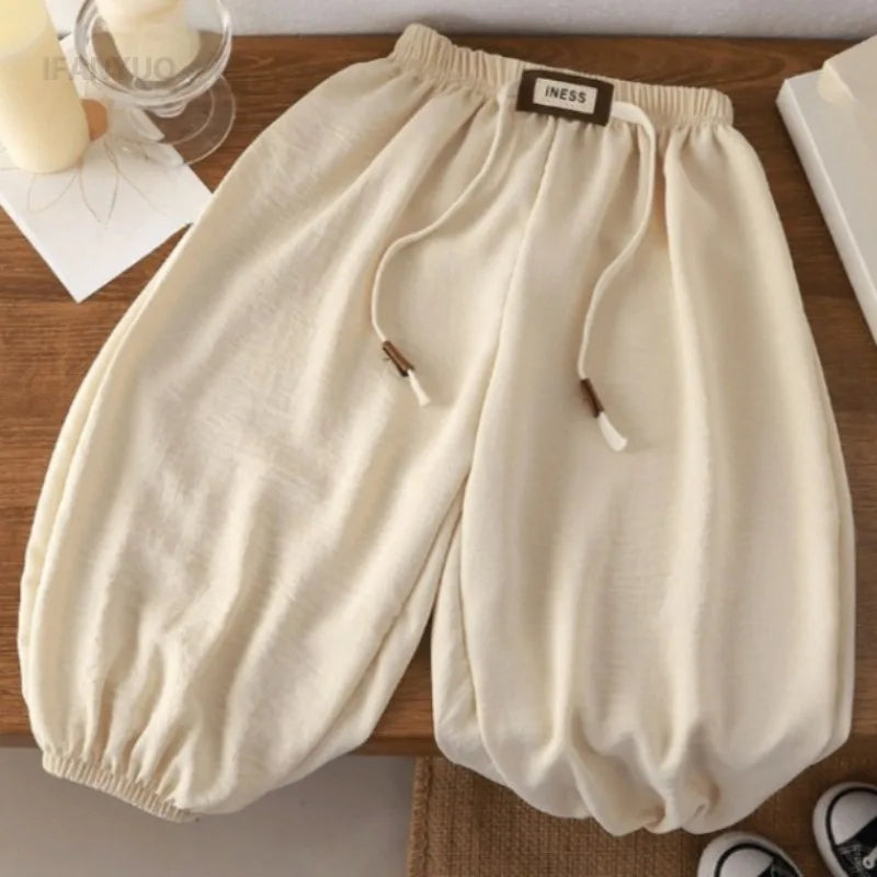 1-8Years Children's Pants Summer New Korean Loose Fit for Boys and Girls Solid Color Casual Sports Pant Baby Kids Jogger pants