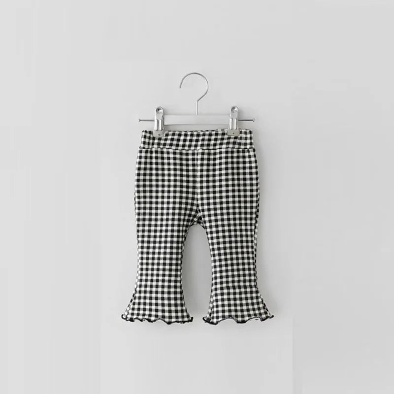 autumn  Newborn Infant Baby Girls trousers Girl Plaid bell-bottoms  Fashion Baby clothing