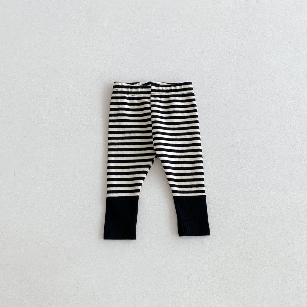 Autumn Newborn Infant Baby Boy Girls Candy Color Leggings Splice Striped Pants Fashion Baby Clothing