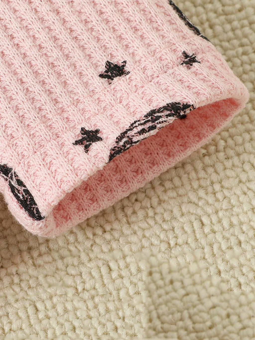 Baby Girl Moon and Star Pattern Long-Sleeved Round Neck Jumpsuit & Hat & Saliva Towel Three-Piece Set