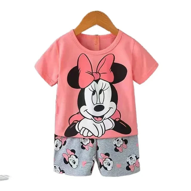Donald Duck Cartoon 2-Piece Boys Summer Tracksuit Casual Kids Clothing Set with T-shirt And Shorts for Children 1-4 Year Old