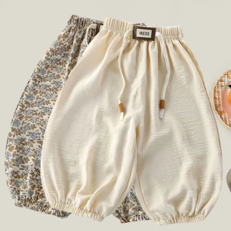1-8Years Children's Pants Summer New Korean Loose Fit for Boys and Girls Solid Color Casual Sports Pant Baby Kids Jogger pants