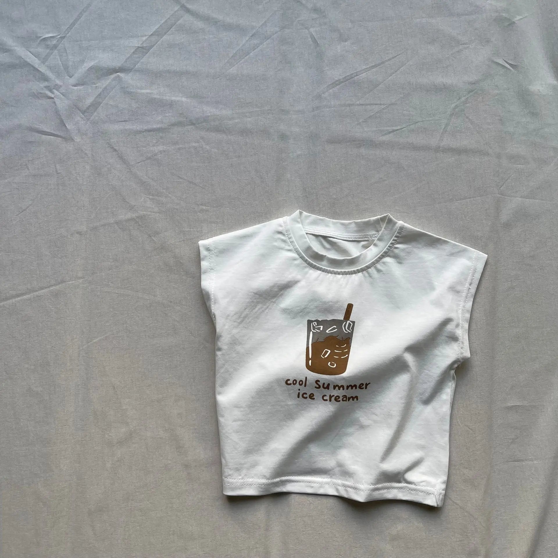 Children's Beverage Cup Printed Vest for Spring Summer New Sleeveless Tops for Boys and Girls, Baby Korean Version for Children