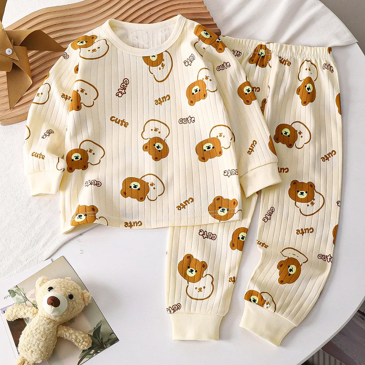 Children Sets CottonLong Sleeve Home  Sleepwear Children's Clothing Boy Girl Autumn winter Tops Pants Suits  Kids Clothes