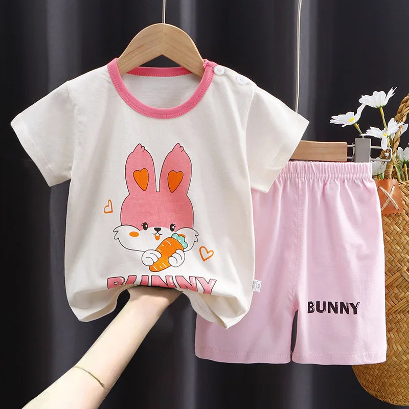 Donald Duck Cartoon 2-Piece Boys Summer Tracksuit Casual Kids Clothing Set with T-shirt And Shorts for Children 1-4 Year Old