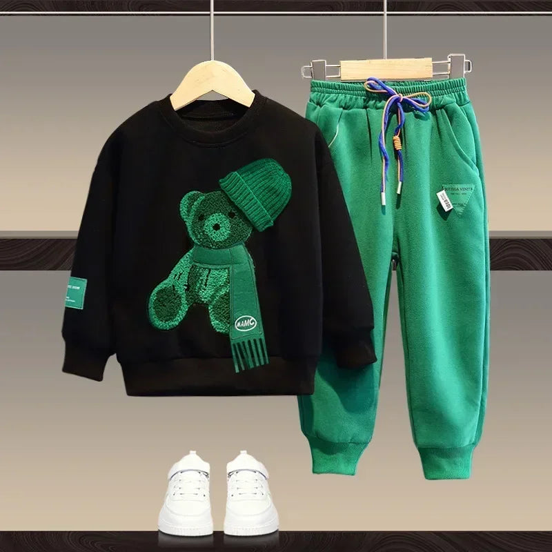 Boys And Girls Clothing Set Children Hooded Outerwear Tops Pants 2Pcs Outfits Kids Teenage Costume Suit Spring Autumn  Trend