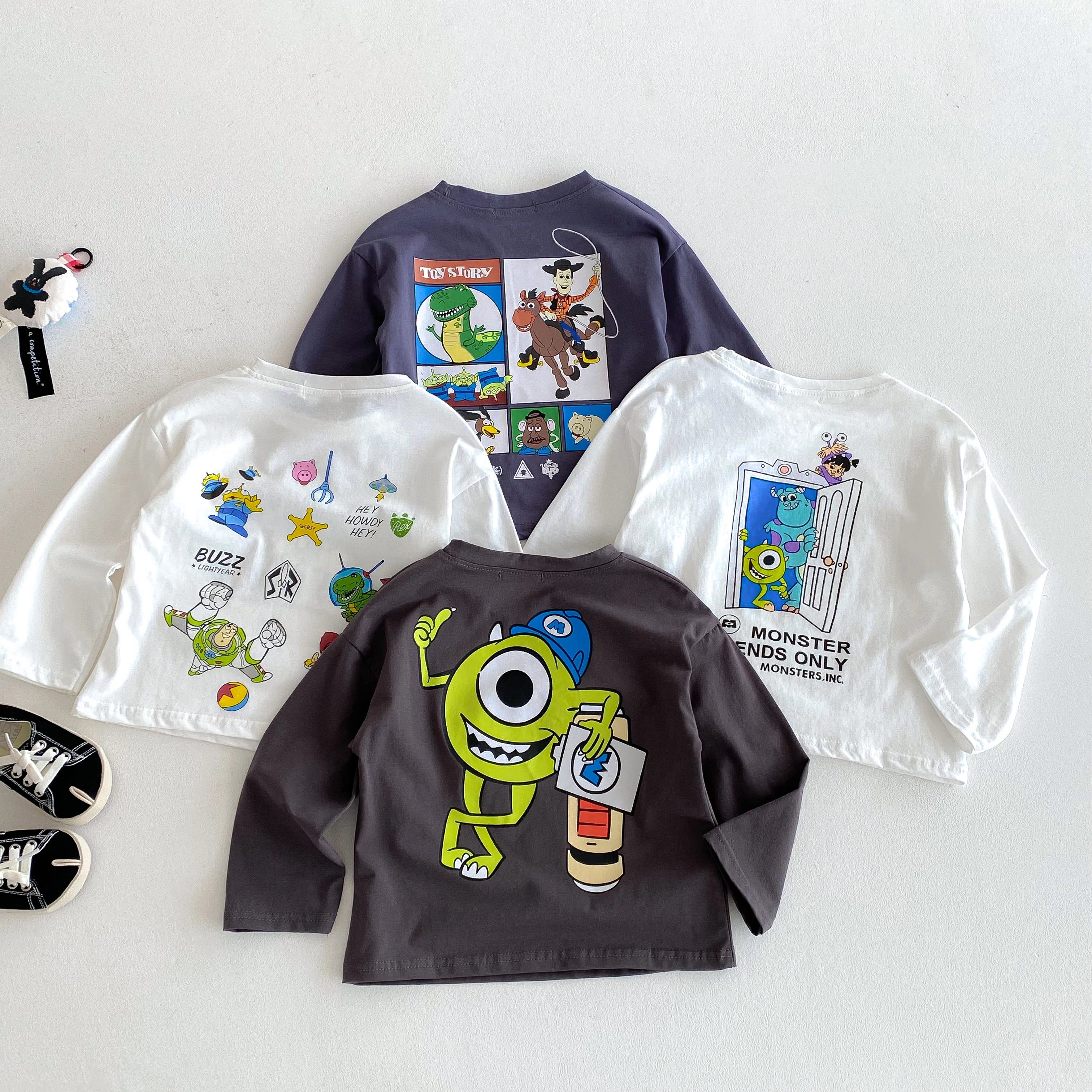 Autumn Clothing Baby Boy's Base Shirt Tops Long-sleeved Children's Clothes Cartoon Disney Casual Round Collar Pullover Blouse
