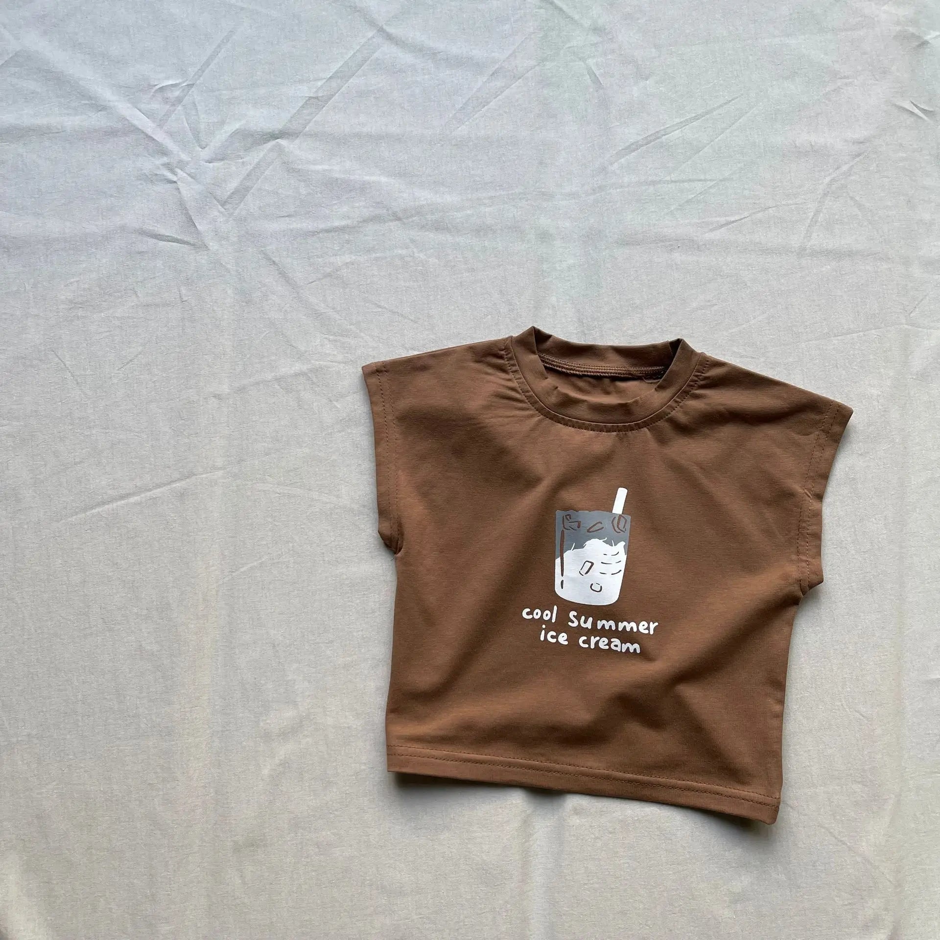 Children's Beverage Cup Printed Vest for Spring Summer New Sleeveless Tops for Boys and Girls, Baby Korean Version for Children