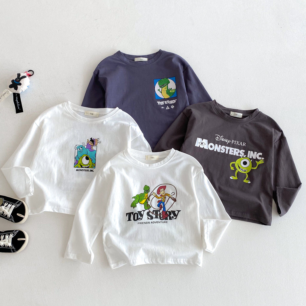 Autumn Clothing Baby Boy's Base Shirt Tops Long-sleeved Children's Clothes Cartoon Disney Casual Round Collar Pullover Blouse