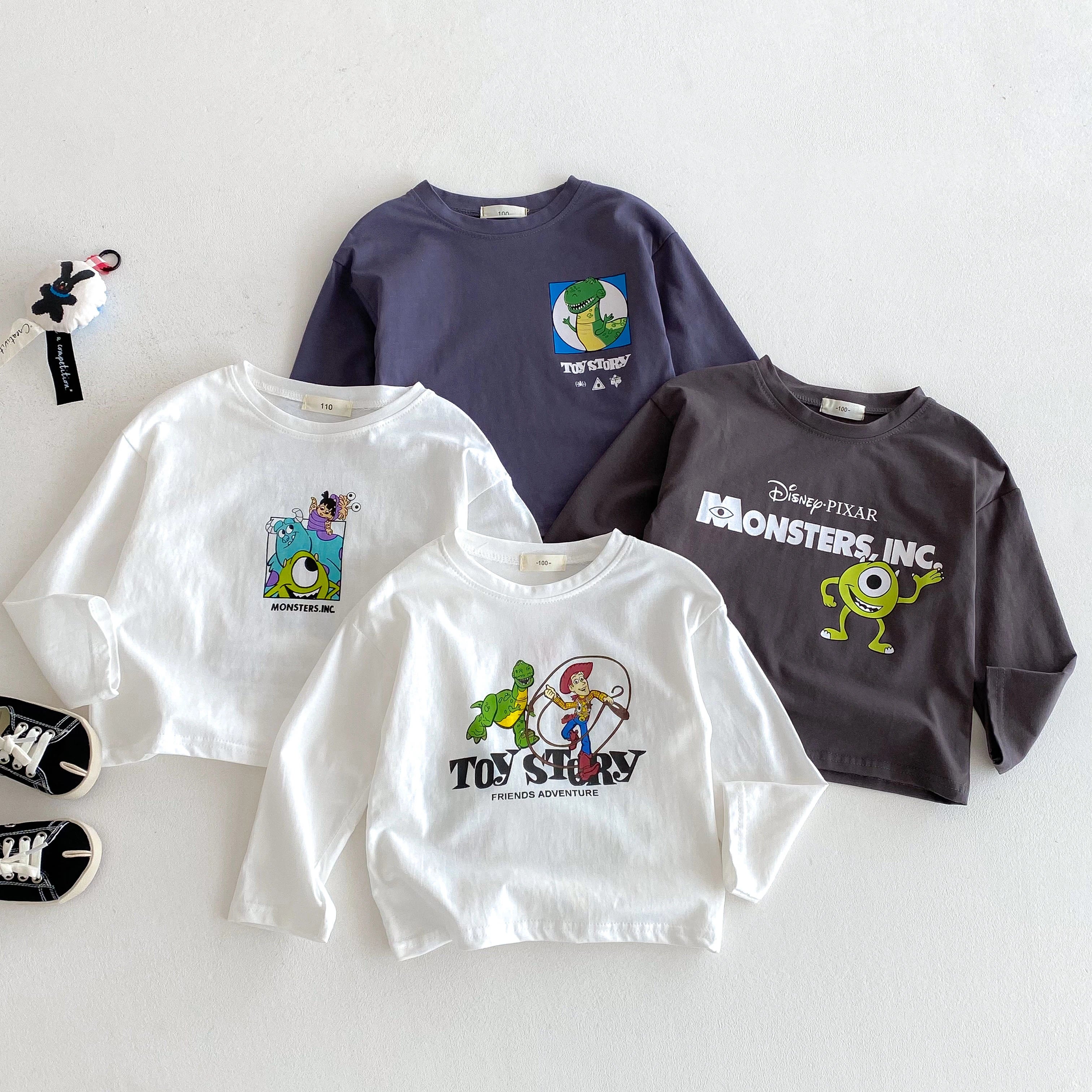 Autumn Clothing Baby Boy's Base Shirt Tops Long-sleeved Children's Clothes Cartoon Disney Casual Round Collar Pullover Blouse