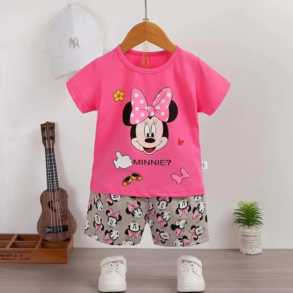 Donald Duck Cartoon 2-Piece Boys Summer Tracksuit Casual Kids Clothing Set with T-shirt And Shorts for Children 1-4 Year Old